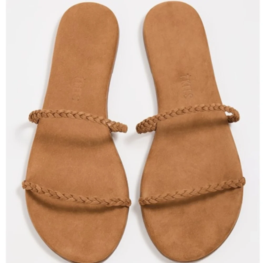 Brand New TKEES Gemma Braid Slides size 8 Camel - Picture 3 of 13